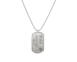 Pronouns Dog Tag Stainless Steel Necklace